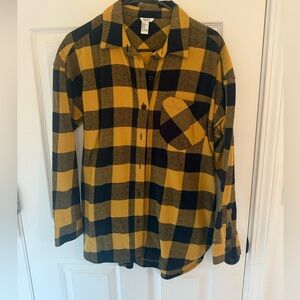 Forever 21 Yellow and Black Checkered Top